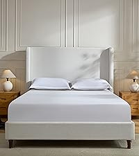 Queen 54" Tall Headboard Wingback Upholstered Platform Bed Frame Premium Textured Canvas Look for... | Amazon (US)