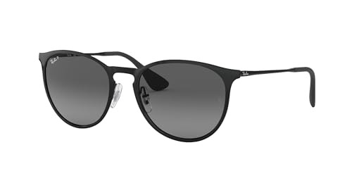 Ray-Ban Unisex RB3539 Erika Metal Round Sunglasses, Black/Polarized Light Grey Gradient Grey, 54 mm | Amazon (US)