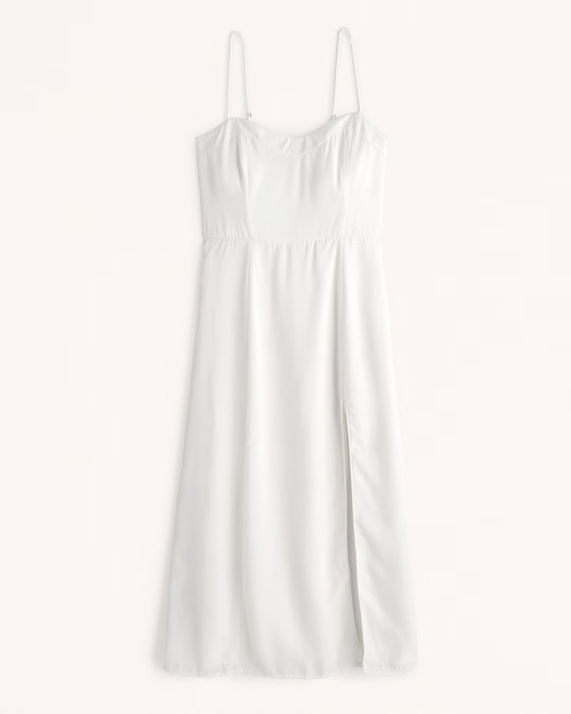 Women's Clean High-Slit Midi Dress | Women's | Abercrombie.com | Abercrombie & Fitch (US)