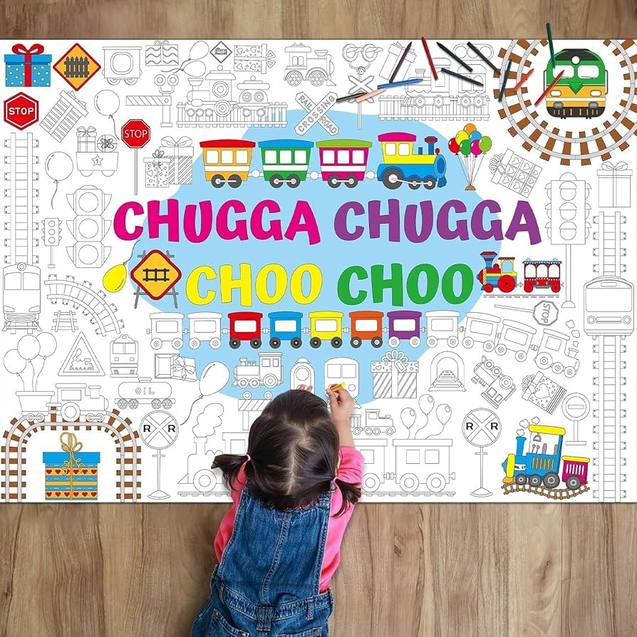 Train Giant Coloring Poster Train Party Favors Large Transportation Drawing Tablecloth DIY Art Dr... | Amazon (US)