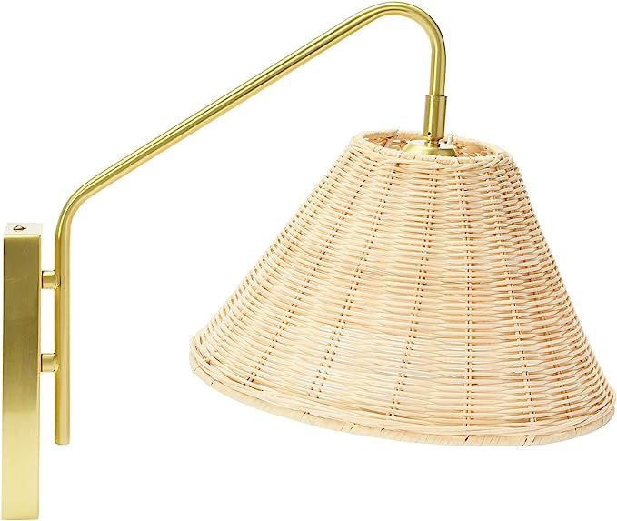 Creative Co-Op EC1117 Rattan and Metal Wall Sconce, Brushed Brass | Amazon (US)