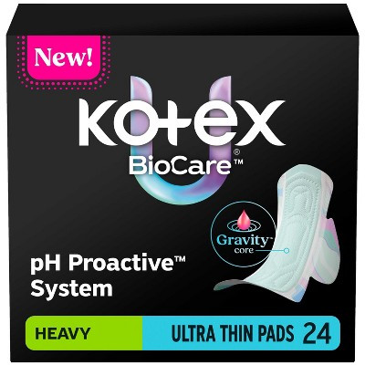 Kotex BioCare Ultra-Thin Heavy Absorbency Pads with Wings - 24ct | Target
