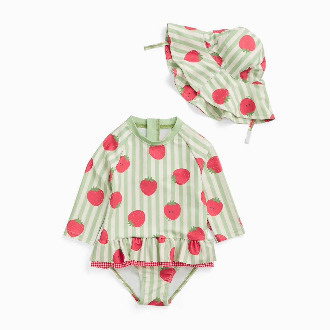 Strawberry Stripe Sunsafe Swimsuit & Floppy Hat | Baby Mori (US)