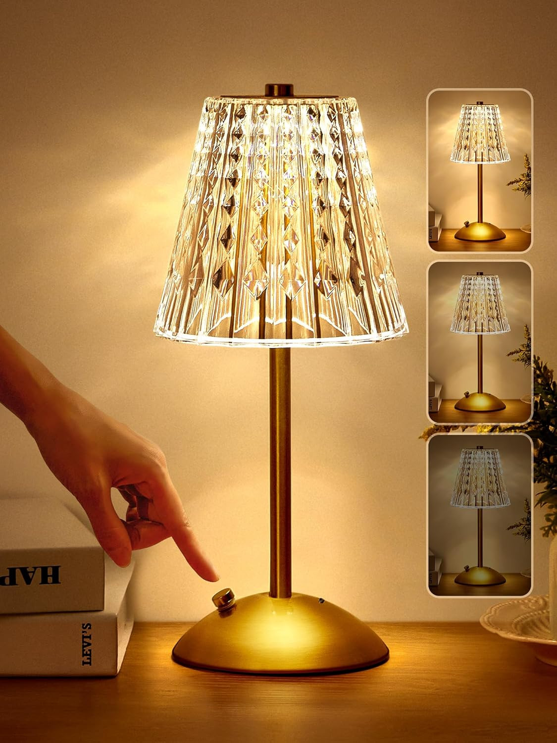 Cordless Lamp, 2000mAh Rechargeable Lamp, Dimmable+3 Colors Touch Lamp Small lamp, Battery Operat... | Amazon (US)