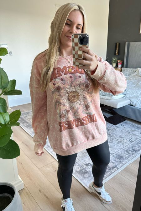 New graphic sweatshirts from Walmart!!! SO CUTE. Free people dupes! Urban outfitters dupe! Acid washed. Graphic tee. Sized up to an XL for length and oversized fit!