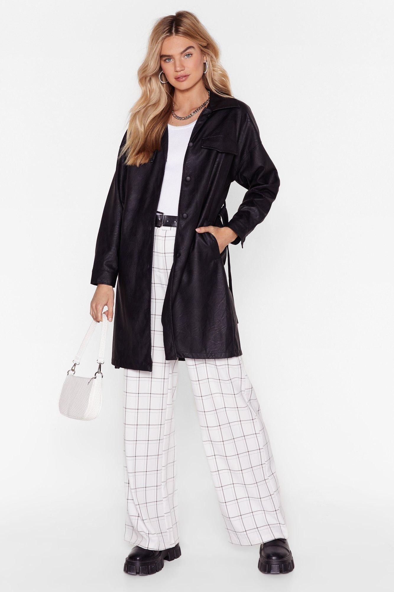 Womens Love Faux Leather Fails Longline Belted Jacket - Black | NastyGal (US & CA)