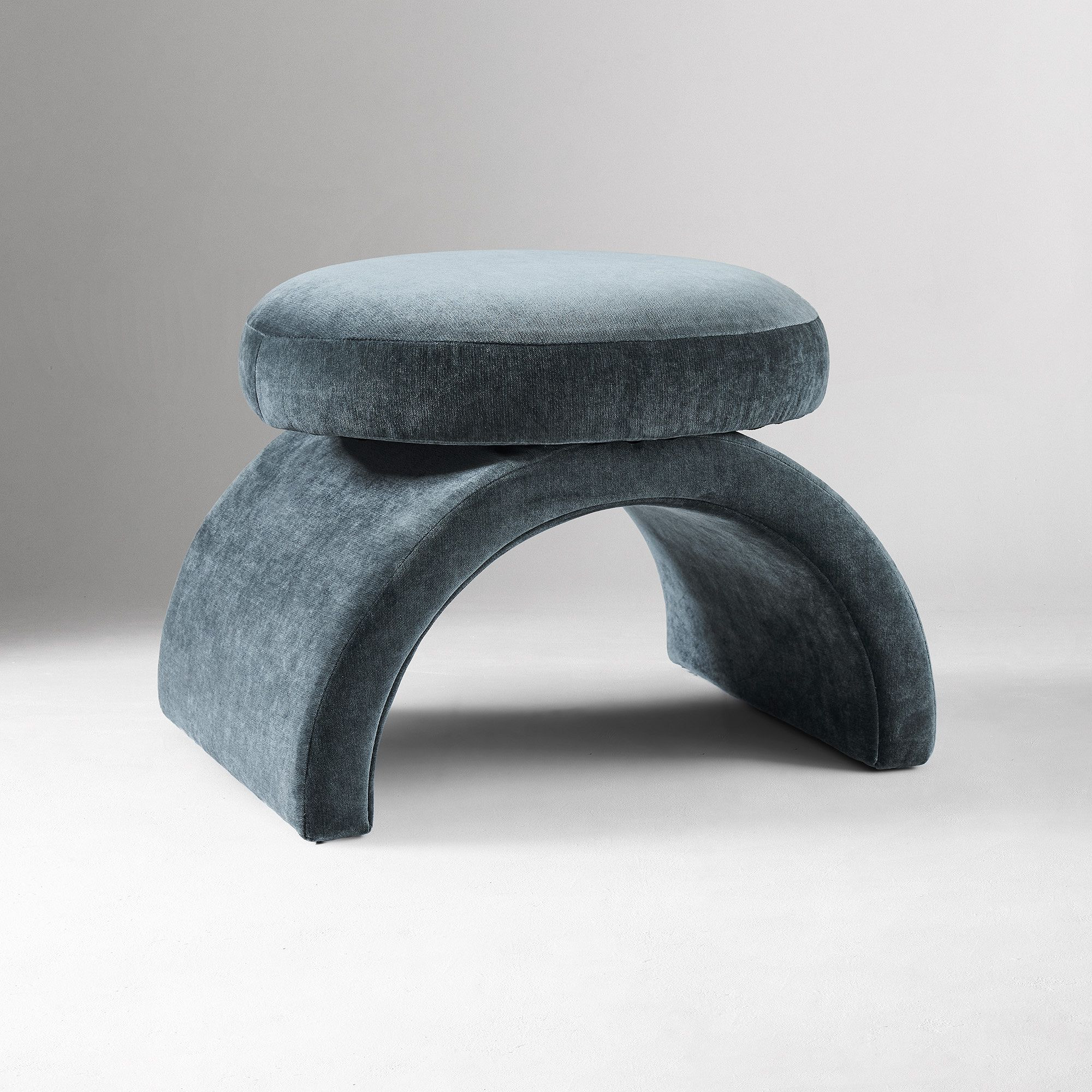 Pierce &amp; Ward Upholstered Arched Ottoman,  Performance Modern Chenille, Slate, Set of 2 | West Elm (US)