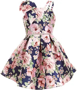 Big Girls Sleeveless Floral Mikado Fit-And-Flare Dress | Dillard's