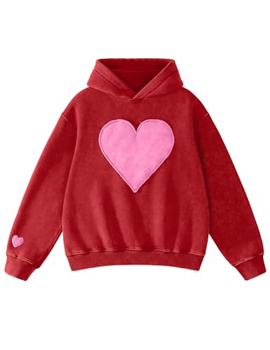 FAIABLE Womens Oversized Heart Patch Couples Hoodies Sweatshirts Heavyweight Vintage Fleece Hoodi... | Amazon (US)