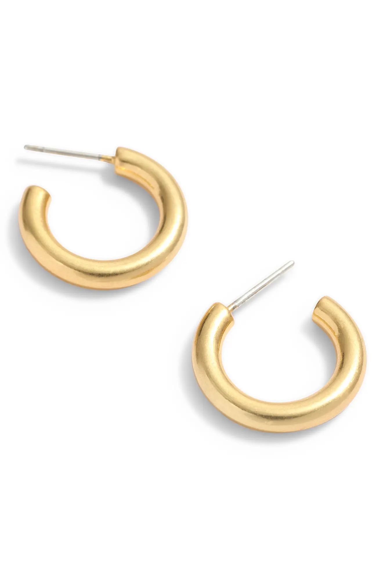 Madewell Chunky Small Hoop Earrings in Vintage Gold at Nordstrom | Nordstrom