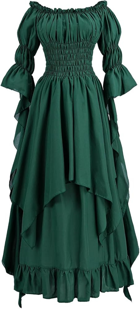 LTAKK Renaissance Dress Women Medieval Costume Victorian Dresses Pirate Skirt Fairy Witch Dress | Amazon (US)
