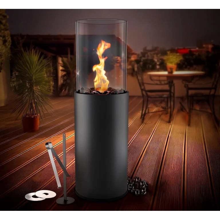 Large Standing fire Pit with Decorated Stones, 3 Hrs Burning time ,Modern Décor for Home, Balcon... | Walmart (US)