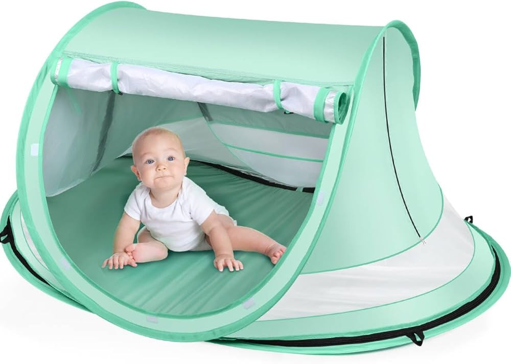Baby Beach Tent,Large Pop Up Beach Tent Sun Shade for Beach,Portable Baby Travel Tent with Mosqui... | Amazon (US)