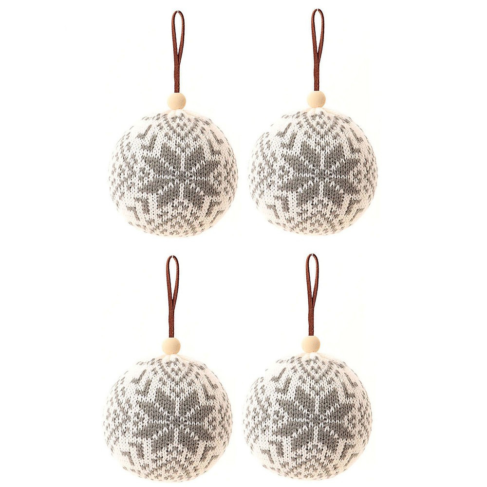 4ct Fair Isle Ball Christmas Ornament Set White - Wondershop , White Gray | Target