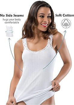 Camisole for Women, All Cotton, Airy Soft Comfy Tank Tops Cami Undershirt | Amazon (US)