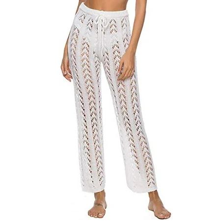 Falags Womens Cover Up Pants Hollow Out Crochet High Waist Mesh Beach Bikini Swimsuits Pants | Walmart (US)