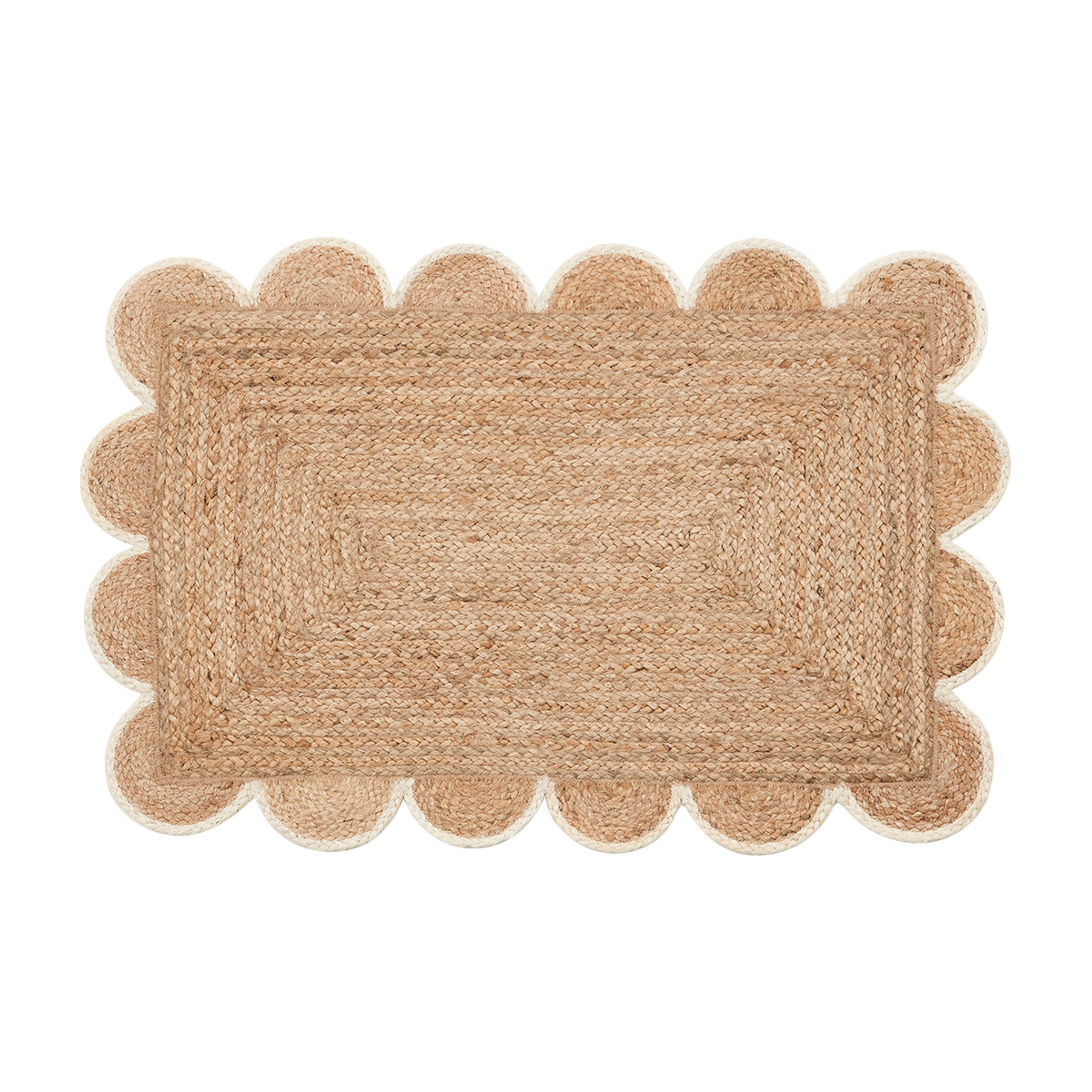 Aria Scalloped Natural/White Jute Indoor Mat [HABLARISU24A] | Pillow Talk AU