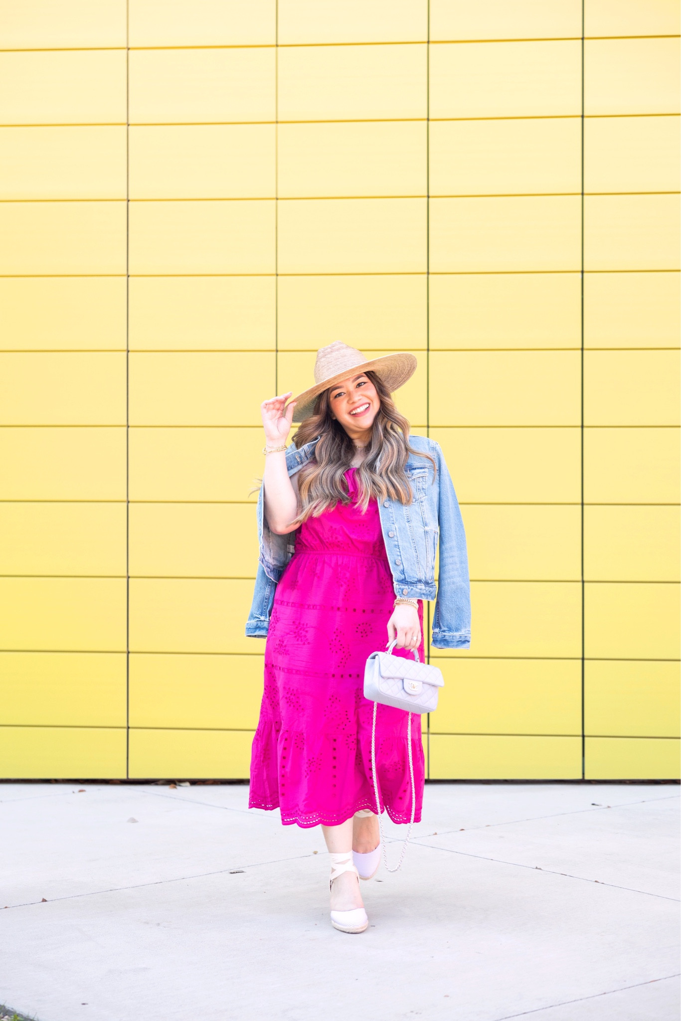 BRB while I have a total moment with this fuchsia eyelet midi dress + denim jacket combo from @loft 😍

Everything is currently 40% off at @loft + an extra 15% off TODAY ONLY (including over 350+ new arrivals) and I may or may not have like a million things in my cart for summer 🙈

Wearing a medium petite in the dress ($60) and a large petite in the denim jacket ($43) 💗 

#LTKunder100 #LTKunder50 #LTKsalealert
