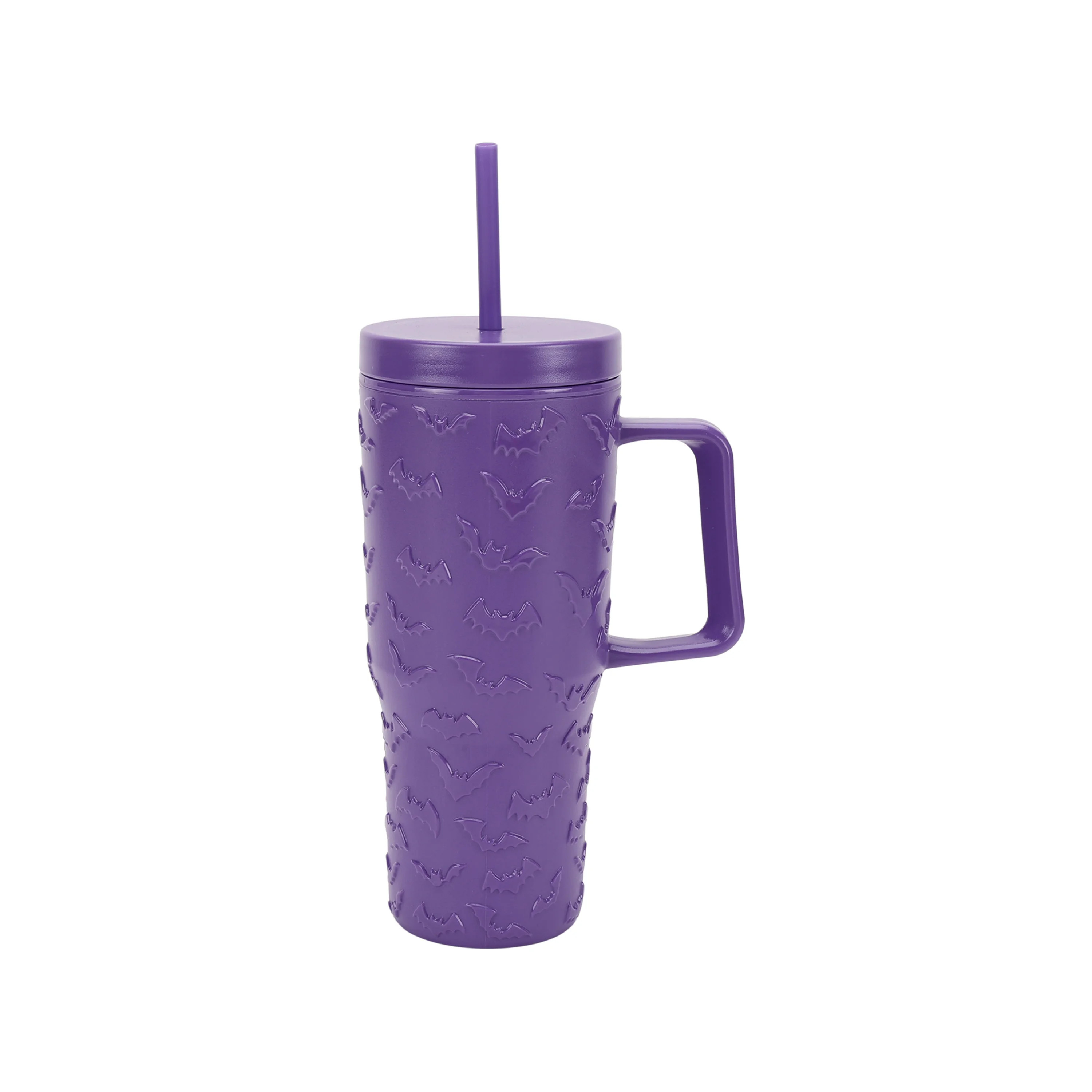 Way To Celebrate 30 Ounce Acrylic Double Wall Embossed Bat Tumbler with Straw and Handle, Purple | Walmart (US)