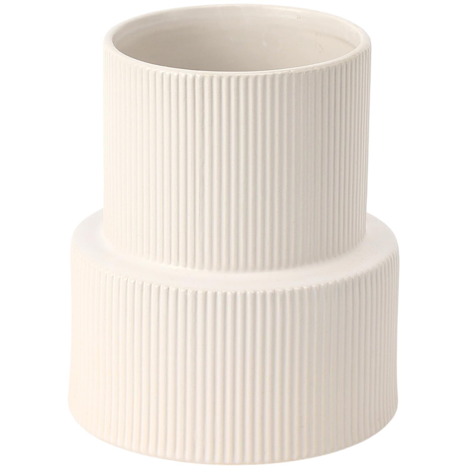 White Ceramic Flower Vase, Large Decorative Boho Modern Ribbed Pampas Grass Vase for Living Room,... | Amazon (US)