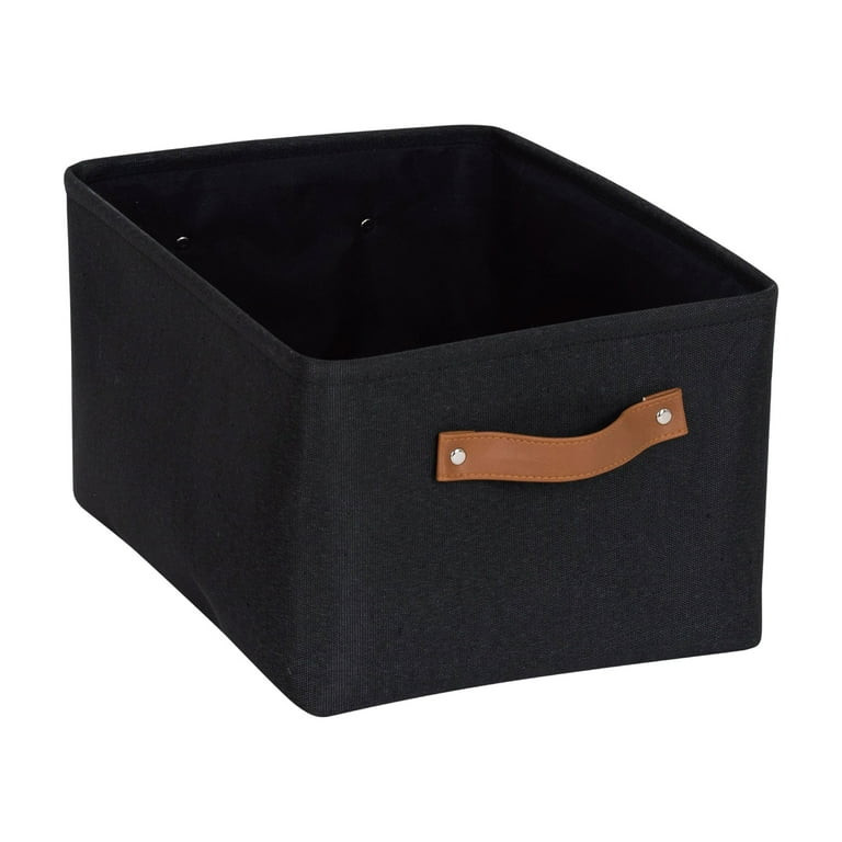 Mainstays Black Canvas Fabric Decorative Storage Basket with Handles, 15 in x 8 in x 11 in | Walmart (US)
