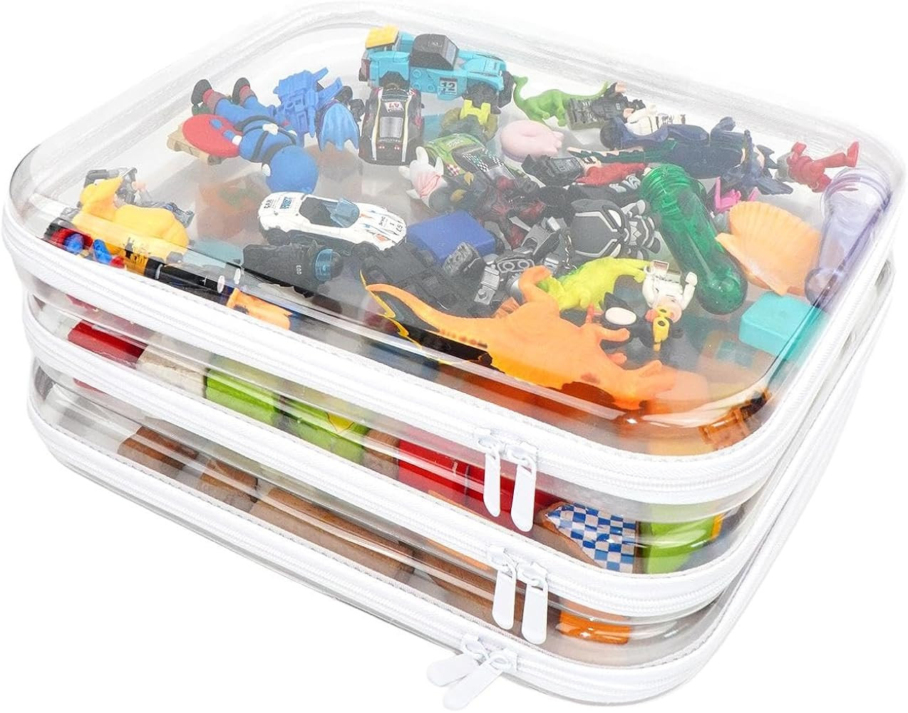 3PCS Clear Hard Shell Zipper Case,Toy Organizers and Storage Box,Clear Toiletry Cosmetic Case,Tra... | Amazon (US)