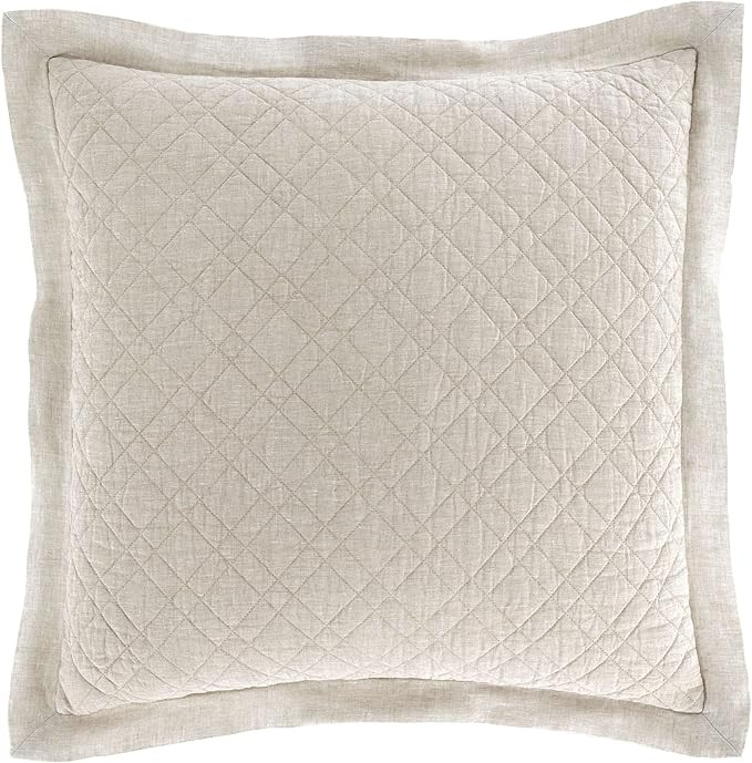 Washed Linen Natural Quilted Sham, Euro Size, Neutral Solid Pattern | Amazon (US)