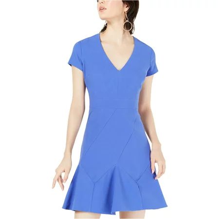 bar III Womens Seam-Detail Fit & Flare Dress Blue 0 | Walmart (US)