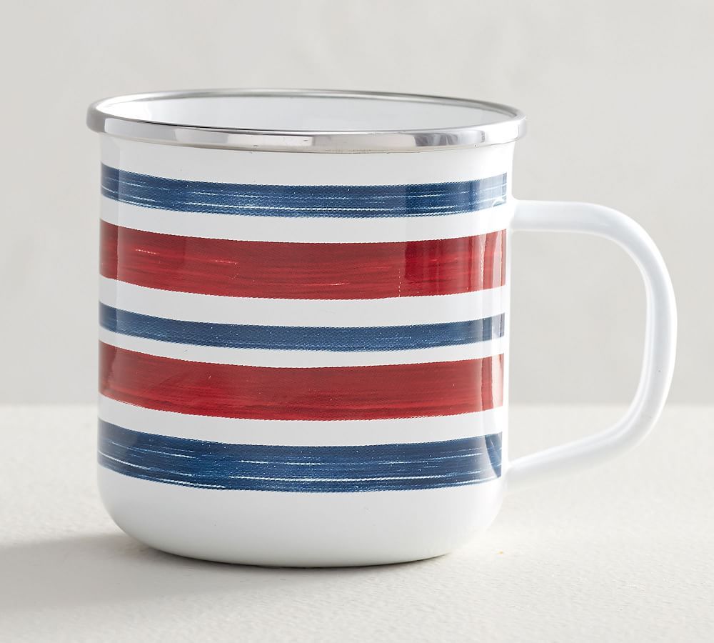 Americana Watercolor Striped Enamel Mug | Pottery Barn (US)