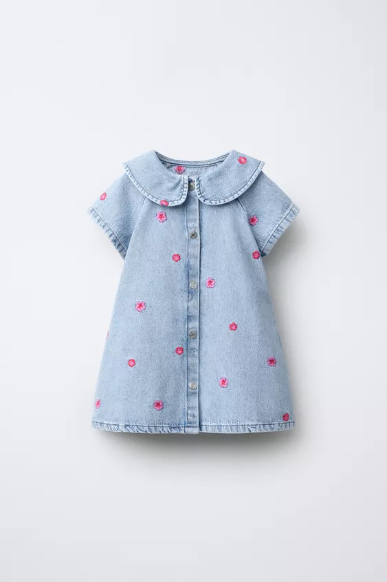 DENIM DRESS WITH EMBROIDERED FLOWERS | Zara UK