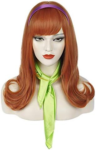 Juziviee Womens Orange Wigs for Daphne Cosplay Costume Long Ginger Copper Hair Wig with Bangs Cute S | Amazon (US)