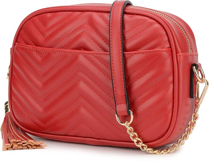 Lola Mae Quilted Crossbody Bag, Medium Lightweight Shoulder Purse Top Zipper Tassel Accent | Amazon (US)