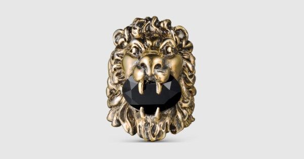 Lion head ring with crystal | Gucci (US)