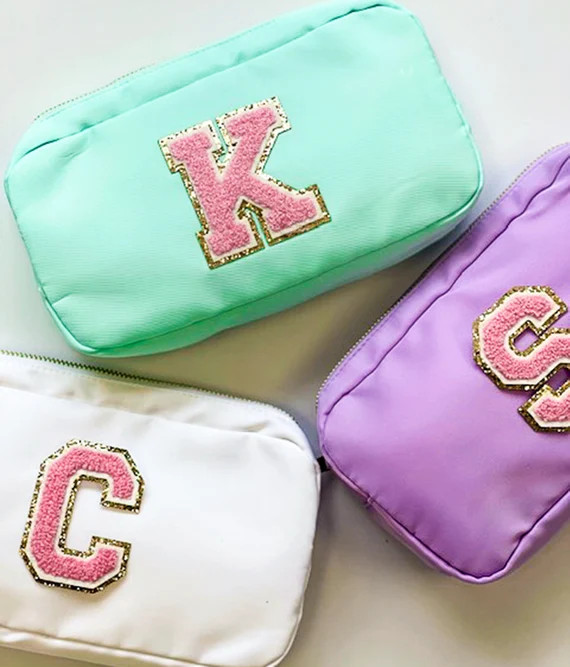 Bridesmaid Gift, Nylon Makeup Bag, Varsity Letter Patch, Personalized Gift, Bridal Party Gift, Br... | Etsy (US)