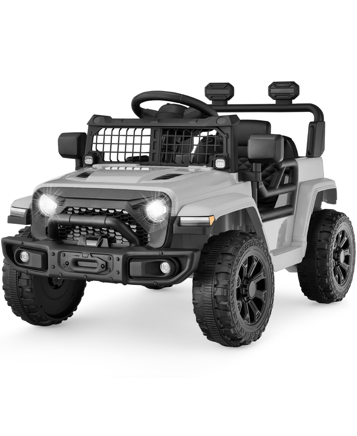 Best Choice Products 6V Kids Ride-On Truck Car w/ Parent Remote Control, 4-Wheel Suspension, Led Lights - Light gray | Macy's