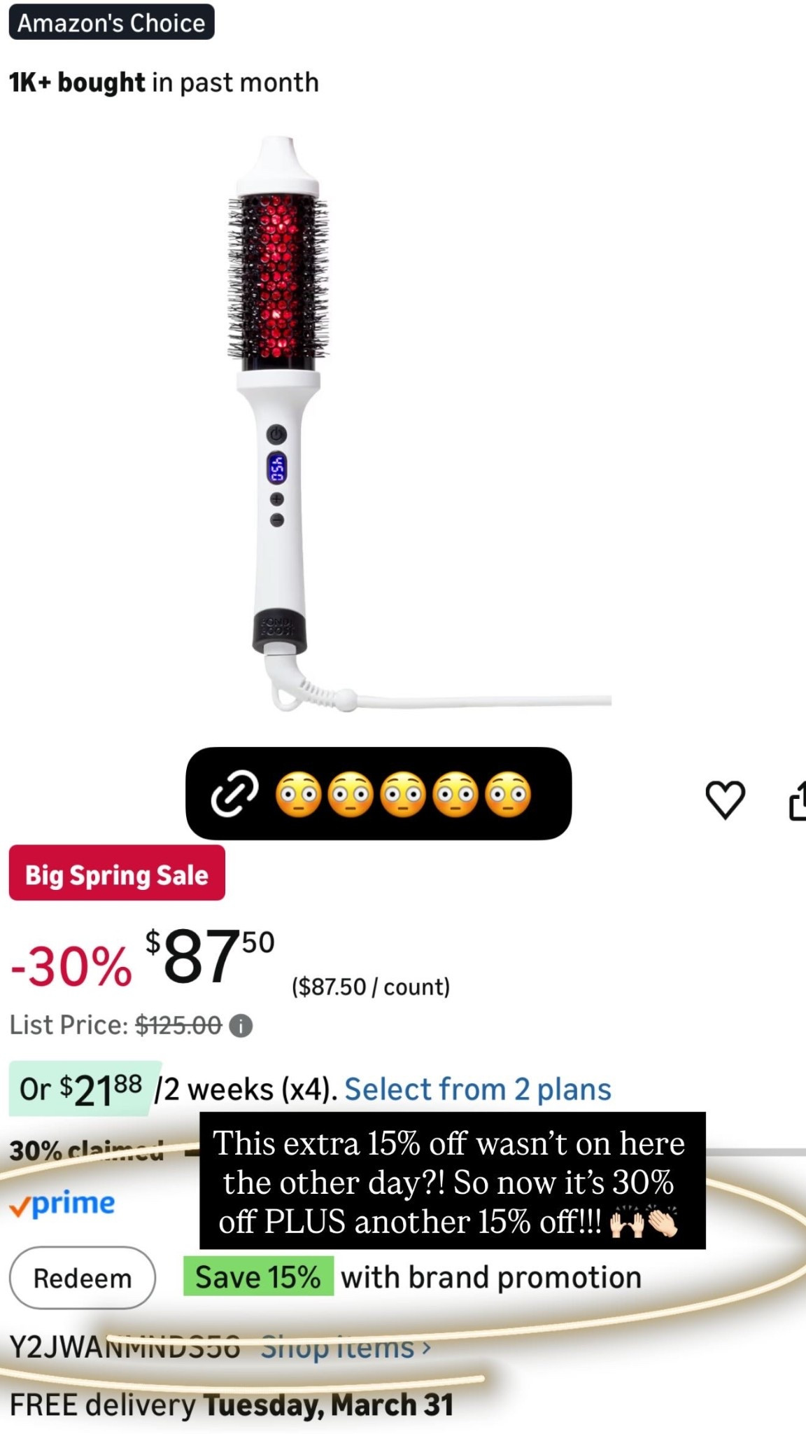 This extra 15% off wasn’t on here the other day?! So now it’s 30% off PLUS another 15% off!!! 🙌🏻👏🏻