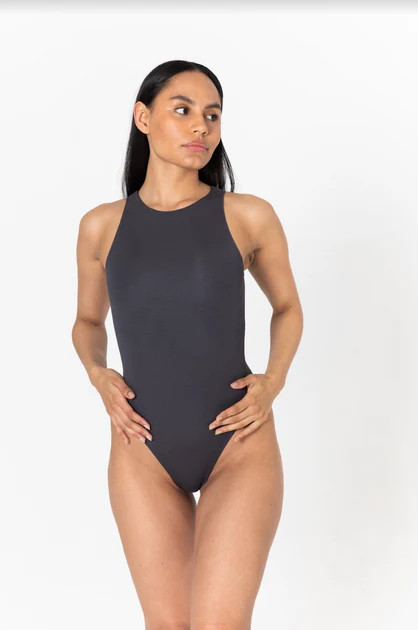 365 HIGH NECK SLEEVELESS BODYSUIT - OYSTER BLACK | TALA (UK)