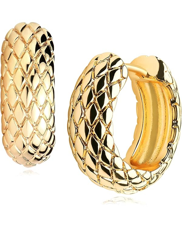 VACRONA Cubic Zirconia Huggie Earrings 14k Gold Plated Tiny Earrings Small Huggie Hoop Earrings S... | Amazon (US)