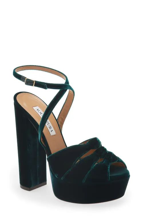 Aquazzura Mira Plateau Platform Sandal (Women0 in English Green at Nordstrom, Size 8.5Us | Nordstrom