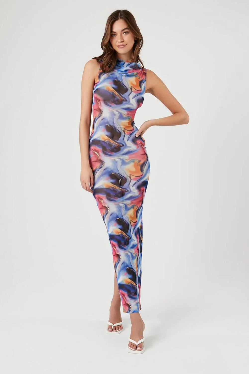 Hooded Abstract Print Maxi Dress | Forever 21 (US)