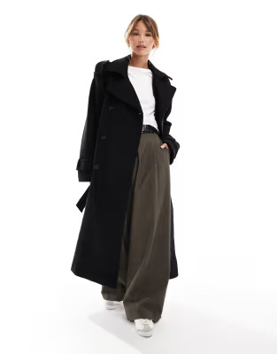 ASOS DESIGN formal faux wool trench coat in black | ASOS (Global)