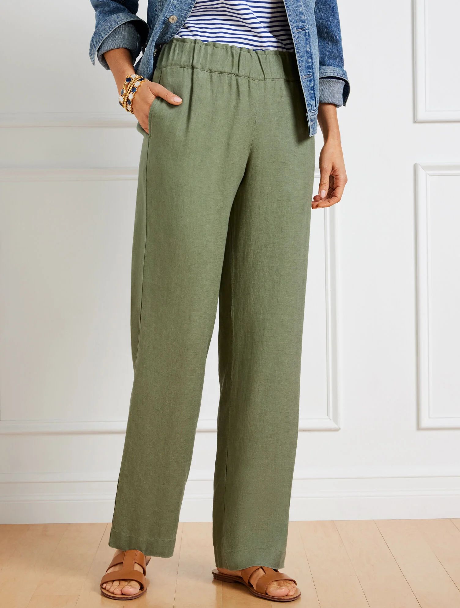 Talbots Nantucket Washed Linen Wide Leg Pants | Talbots