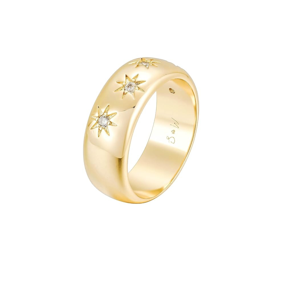 Sunset Chunky Gold Ring for Women – 18K Gold Plated Statement Ring with White Zircon – Non-Ta... | Amazon (US)