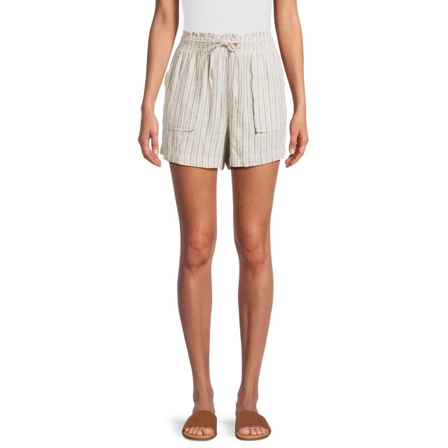 Time and Tru Women's Linen Blend Shorts with Smocked Waist, Sizes XS-XXXL - Walmart.com | Walmart (US)