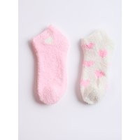 Boux Avenue 2 pack heart fluffy trainer socks - Pink Mix - OS | Boux Avenue (UK)