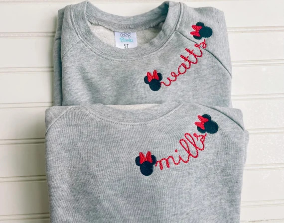 Minnie or Mickey Embroidered Name Sweatshirt-unisex Kids | Etsy | Etsy (US)