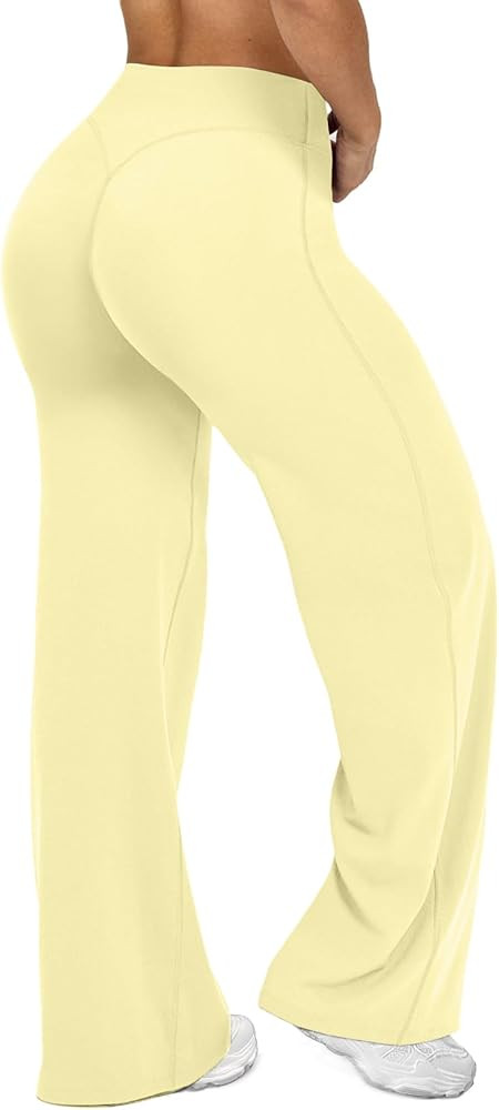 JGS1996 Wide Leg Yoga Pants Bottoms Straight Leg Leggings for Women High Waist Stretch Booty Casu... | Amazon (US)