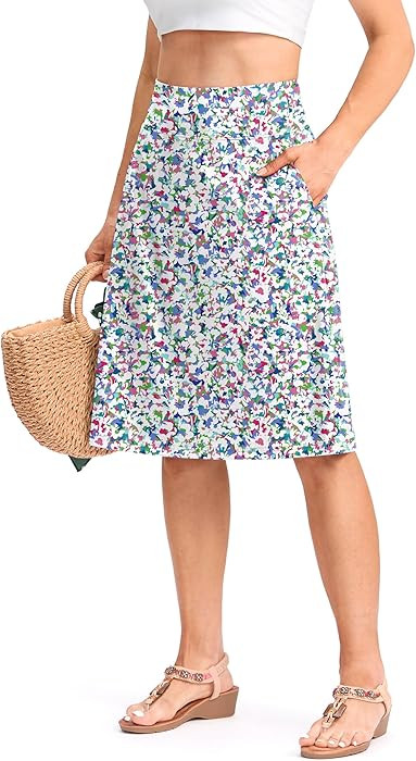 Viodia 25" Knee Length Long Skorts for Women with Pockets Dressy Casual Midi Skort Summer Travel ... | Amazon (US)