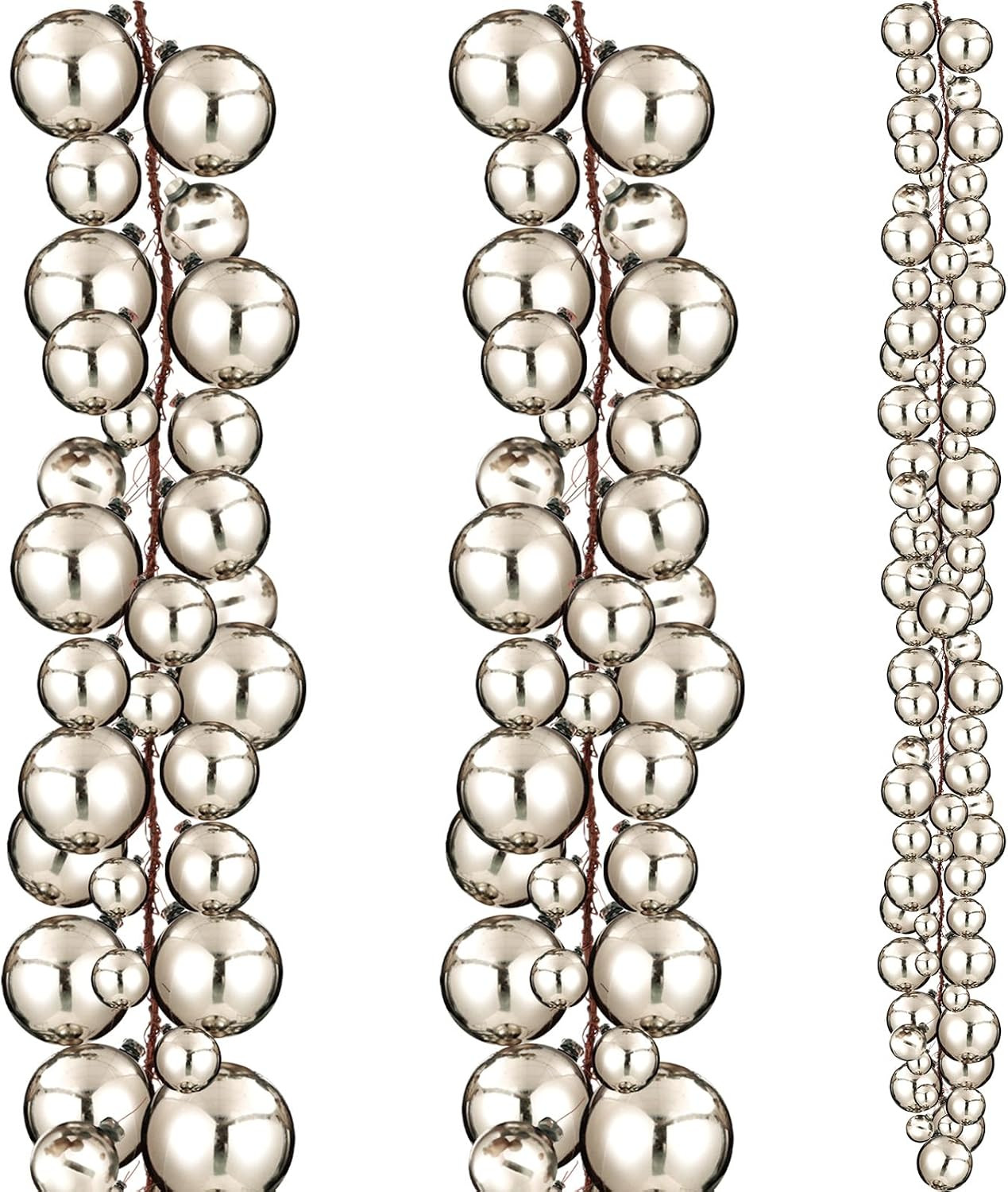 2 Pcs 6 ft Christmas Ball Ornament Garland, Glossy Champagne Gold | Amazon (US)
