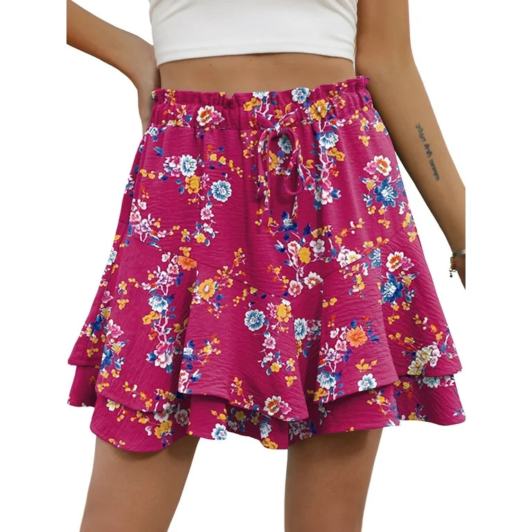 Cueply Flowy Shorts for Women Mini Tennis Skirt Ruffle Tiered Skorts Running Workout Sports Short... | Walmart (US)